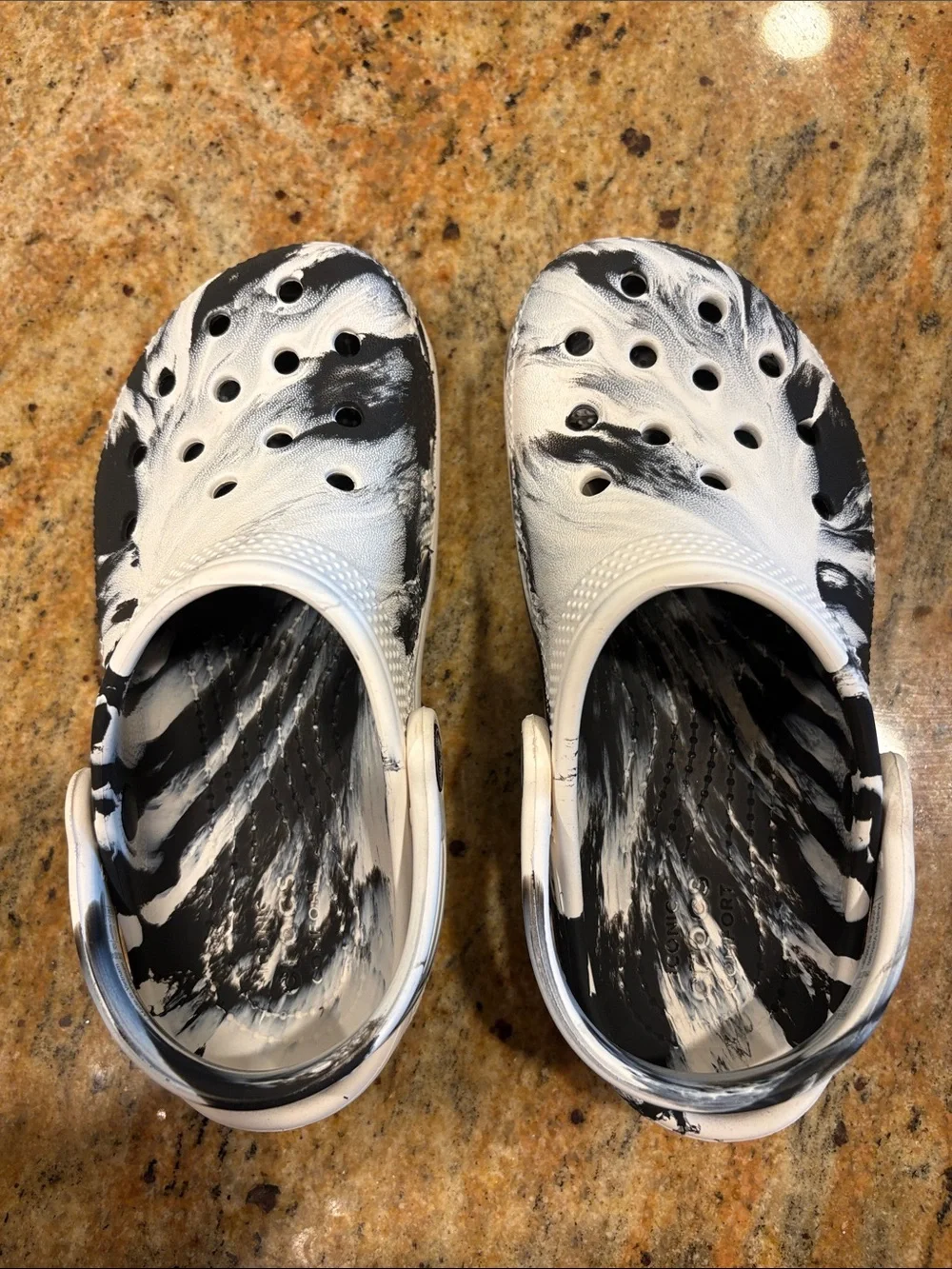 CROCS Kids size 13 Black and White Marbleized Classic - Great condition